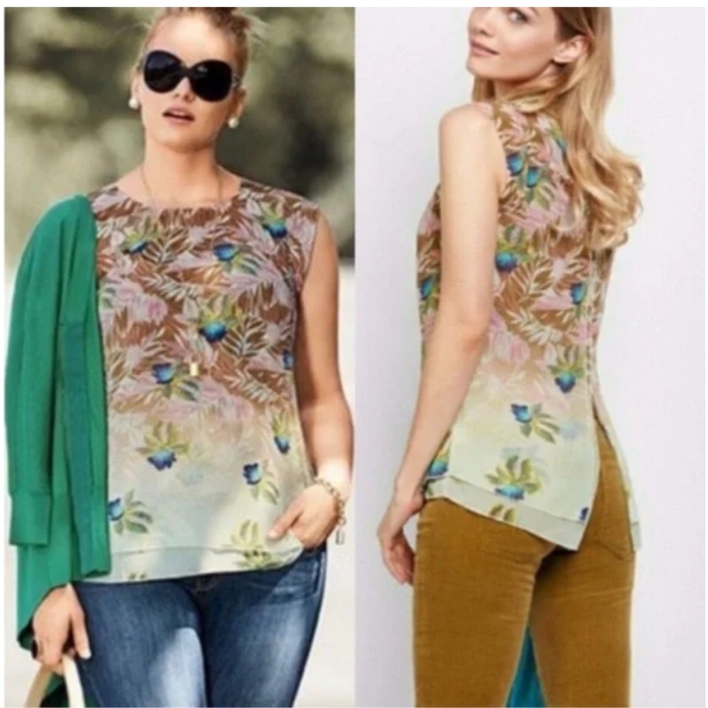 Cabi Parlor Split Back Blouse in Tropical Orchid 5216